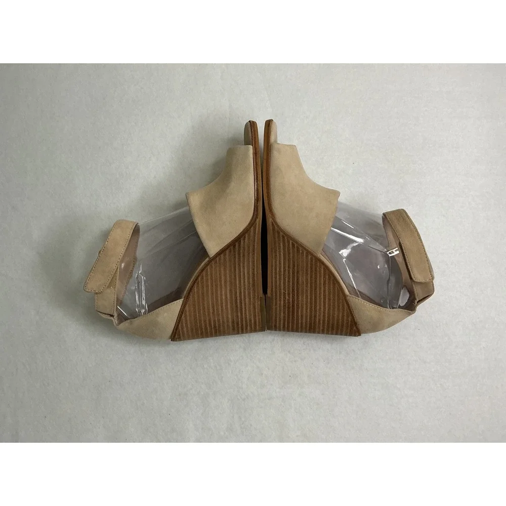 Vince Camuto Deedriana Tan Peep‑Toe Ankle‑Strap Wedge Sandals Women 8M